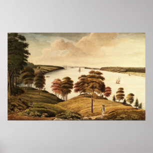 Beskåda av Hudsonet River från fort Knyphansen Poster