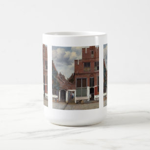 Beskåda av hus i Delft lite gatan Kaffemugg