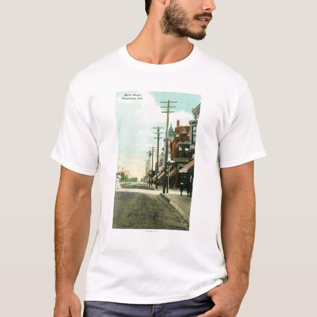 Beskåda av huvudsakliga StreetMonrovia, CA Tee Shirt (Framsida)