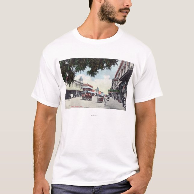 Beskåda av huvudsakliga StreetVisalia, CA Tee (Framsida)