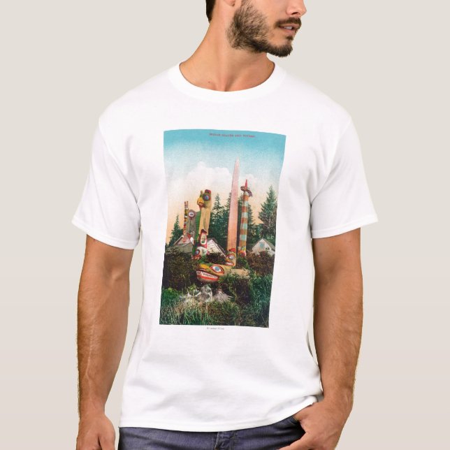 Beskåda av indiska gravar och Totempoles Tee Shirt (Framsida)