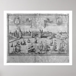 Beskåda av La Rochelle, undertecknat av Jollain Poster