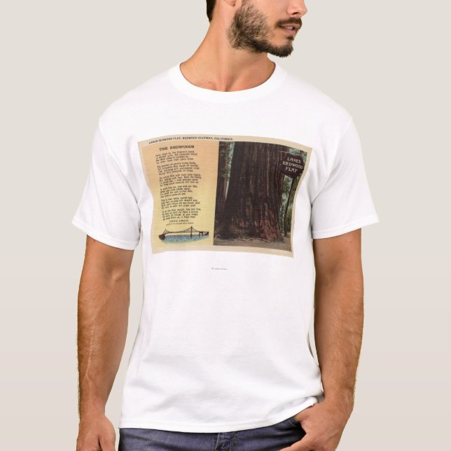 Beskåda av Lanesredwoodträdlägenhet Tee Shirt (Framsida)