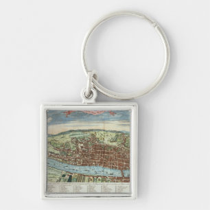 Beskåda av London, c.1560 Fyrkantig Silverfärgad Nyckelring