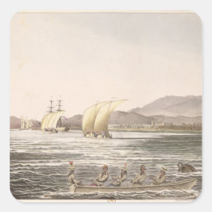 Beskåda av Manila, Philippines, 1826 Fyrkantigt Klistermärke