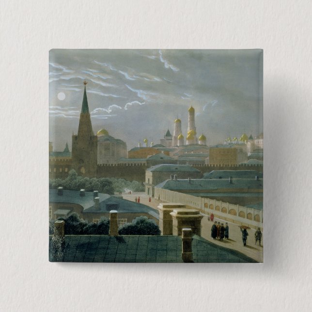 Beskåda av Moscowen Kremlin, 1840's Knapp (Framsida)