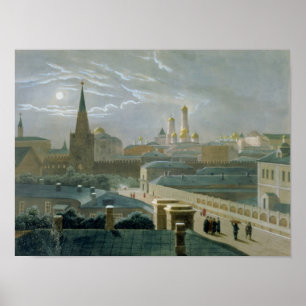 Beskåda av Moscowen Kremlin, 1840's Poster