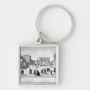 Beskåda av Munich, 1869 Fyrkantig Silverfärgad Nyckelring
