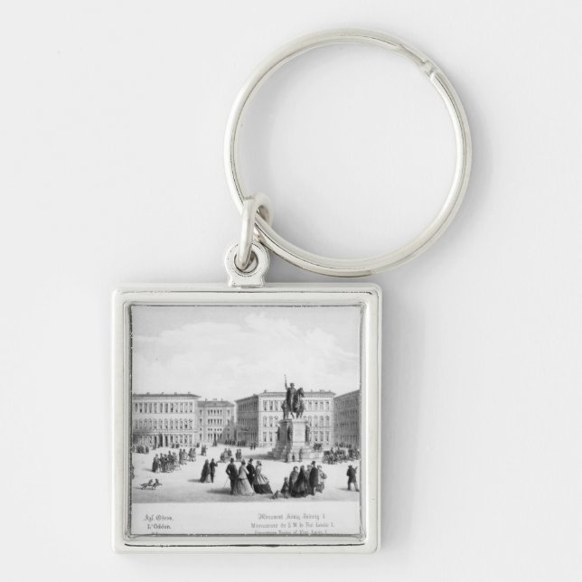 Beskåda av Munich, 1869 Fyrkantig Silverfärgad Nyckelring (Framsidan)