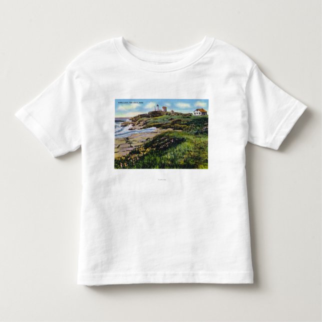 Beskåda av Nubblefyren från den York stranden T-shirt (Framsida)