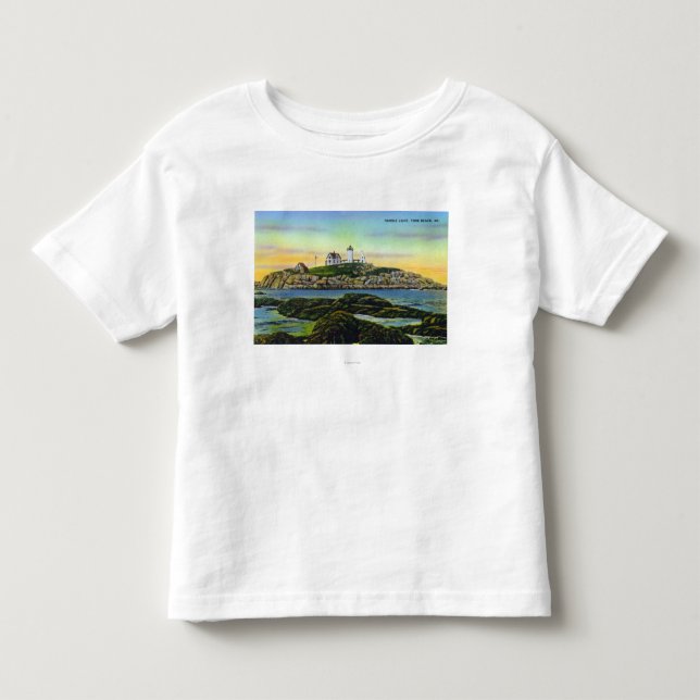 Beskåda av Nubblefyren på den York stranden Tee Shirt (Framsida)