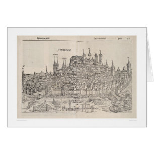 Beskåda av Nuremberg från den Nuremberg krönika Hälsningskort