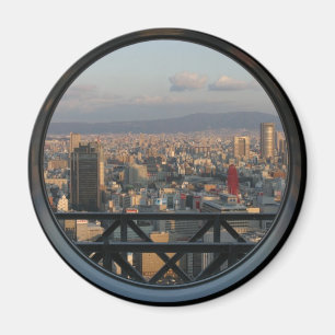 Beskåda av Osaka Japan från Umeda himmelbyggnad Magnet