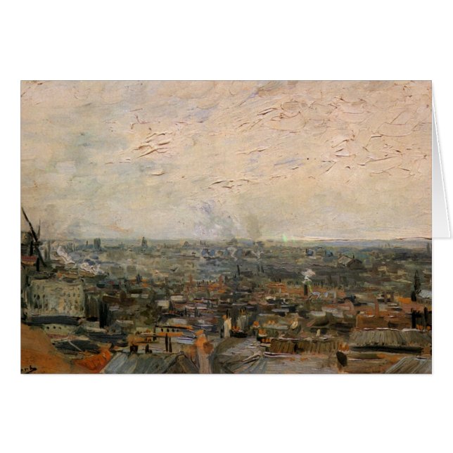 Beskåda av paris från Montmarte av Vincent Van OBS Kort (Framsidan Horizontal)
