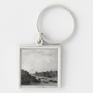 Beskåda av Paris från Ponten-Neuf, c.1800 Fyrkantig Silverfärgad Nyckelring