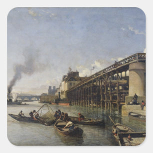 Beskåda av Paris, Seinen eller l'Estacade, 1853 Fyrkantigt Klistermärke
