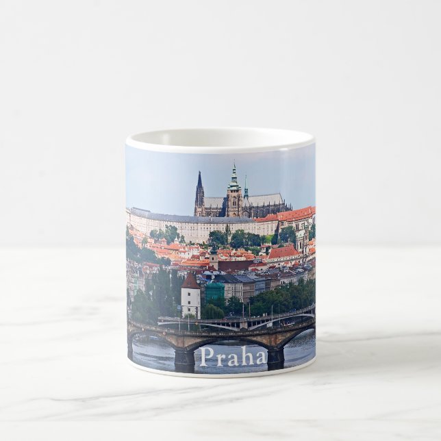 Beskåda av Prague från den Vyšehrad fästningen Kaffemugg (Center)
