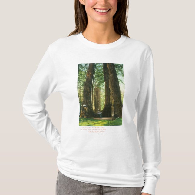 Beskåda av redwoodträdtwillingar på den stora tee shirt (Framsida)