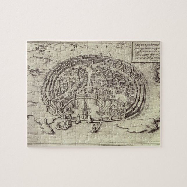 Beskåda av Rhodes, från 'theatren av den Pussel (Horisontell)