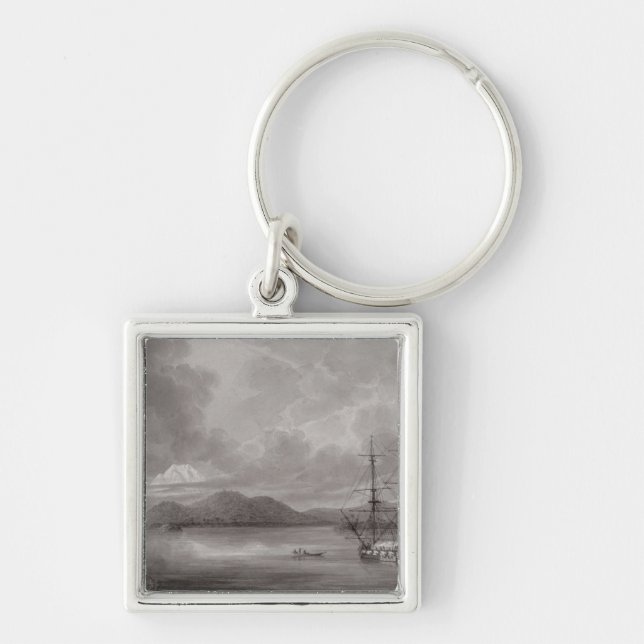 Beskåda av Rio de Manila (lithographen) Fyrkantig Silverfärgad Nyckelring (Framsidan)