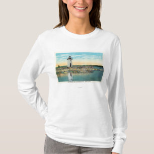 Beskåda av sjön Cobbosseecontee och fyren T-shirt