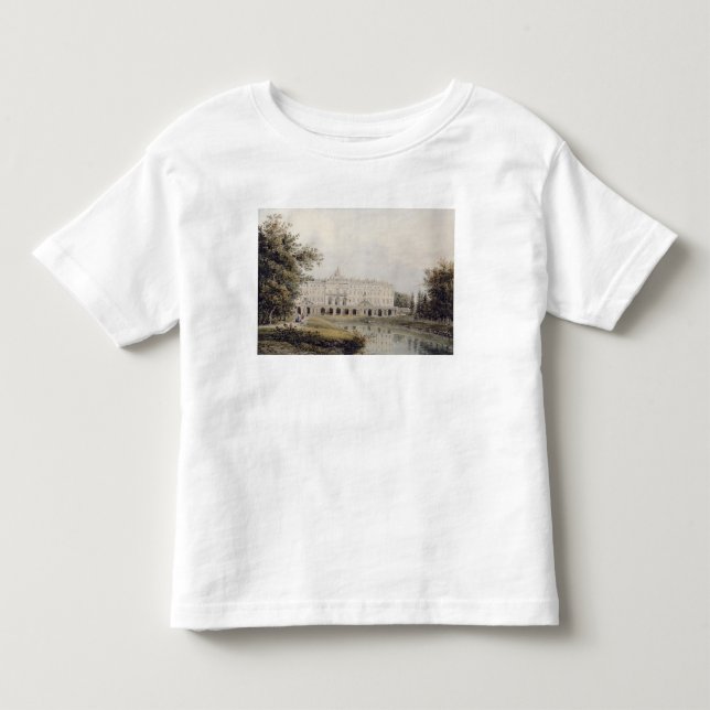 Beskåda av slott av Strelna nära St Petersburg T-shirt (Framsida)