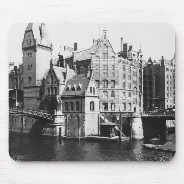 Beskåda av Speicherstadten Hamburg, c.1910 Musmatta (Framsidan)