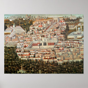 Beskåda av staden av Damascus Poster