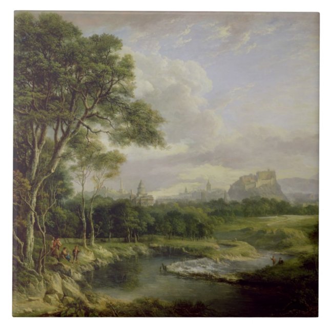 Beskåda av staden av Edinburgh, c.1822 (olja på Kakelplatta (Framsidan)