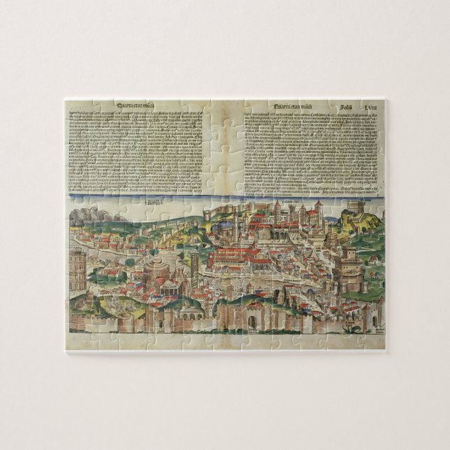 Beskåda av staden av Rome, från Nuremberg Chron Pussel (Horisontell)