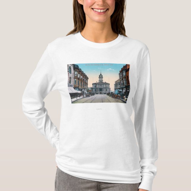 Beskåda av stadshuset Bldg från Washington St T Shirt (Framsida)