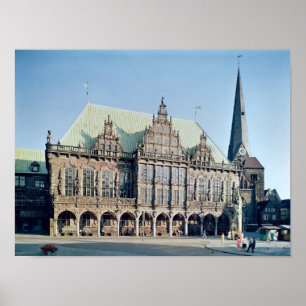 Beskåda av stadshuset, byggt 1405-09 poster