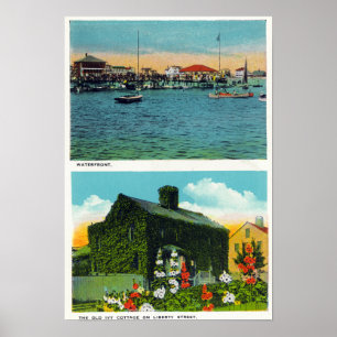 Beskåda av strand, gammal murgrönastuga på frih poster