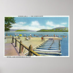 Beskåda av strand och pir från det Scaroon säte Poster