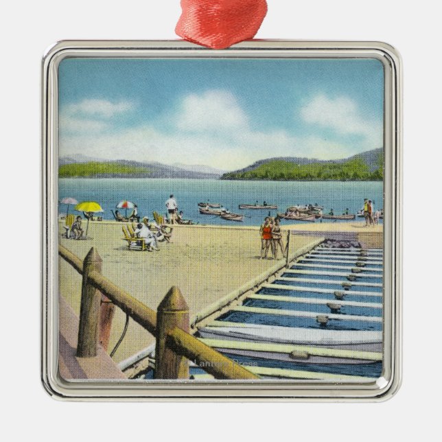 Beskåda av strand och pir från det Scaroon säterit Julgransprydnad Metall (Framsidan)