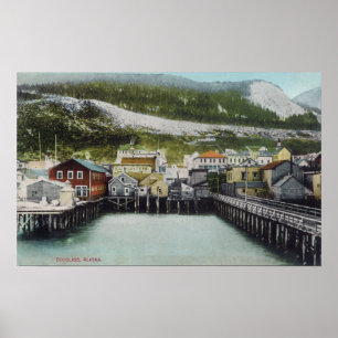 Beskåda av strand & TownDouglass, AK Poster