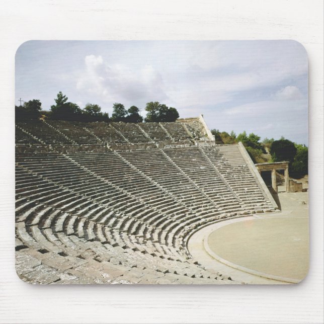 Beskåda av theatren, c.360 BC Musmatta (Framsidan)
