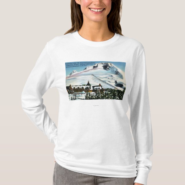 Beskåda av Timberlinelogen, Mt-huva i vinter Tee Shirt (Framsida)