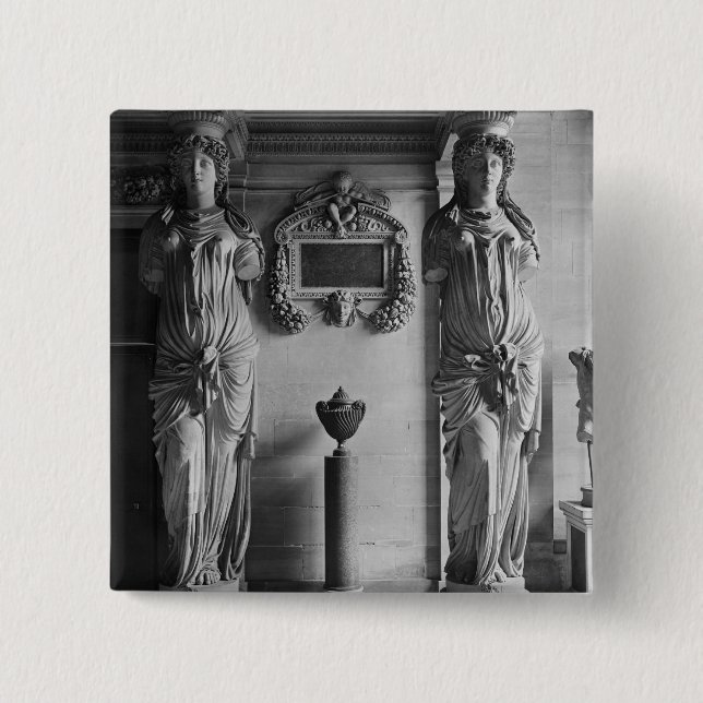 Beskåda av två caryatids från caryatids'na knapp (Framsida)