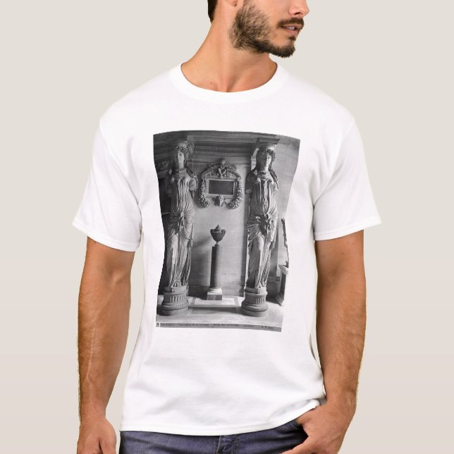 Beskåda av två caryatids från caryatids'na t-shirt (Framsida)