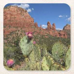 Beskåda av tvilling- Buttes Sedona, Arizona Underlägg Papper Kvadrat