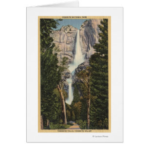 Beskåda av Yosemite Falls & dalen Hälsningskort