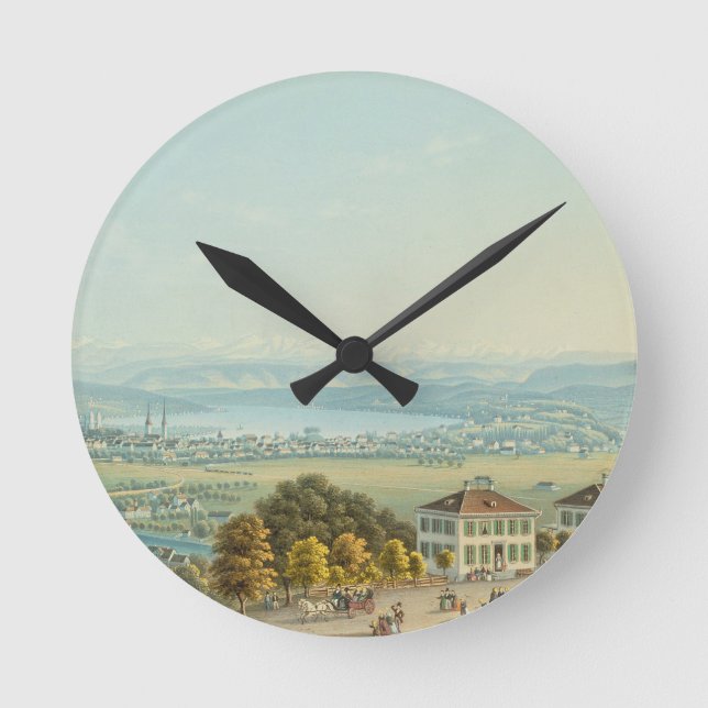 Beskåda av Zurich, c.1840 (w/c) Rund Klocka (Framsida)