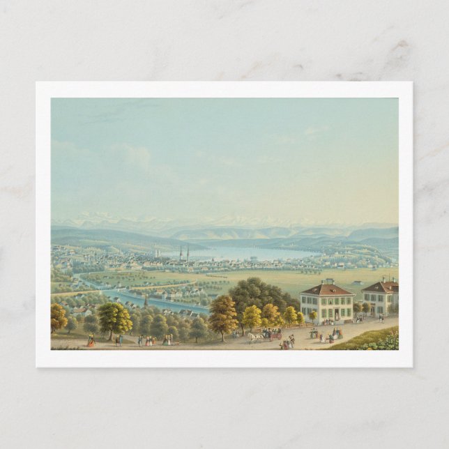 Beskåda av Zurich, c.1840 (w/c) Vykort (Framsida)