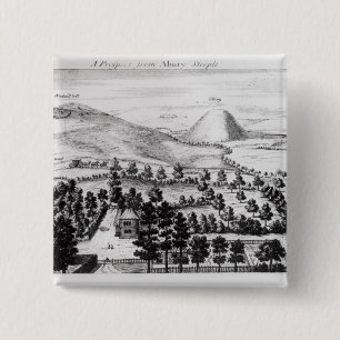 Beskåda från den Avebury kyrktornen av den Silbury Knapp