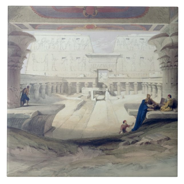 Beskåda från under porticoen av tempelet av Edfou, Kakelplatta (Framsidan)