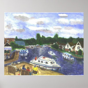 Beskåda från Wroxham överbryggar Norfolk en Poster