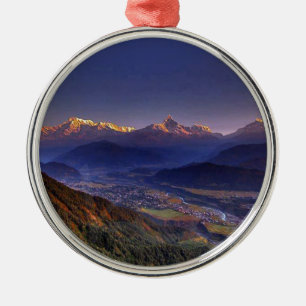 Beskåda landskap: HIMALAYA POKHARA NEPAL Julgransprydnad Metall