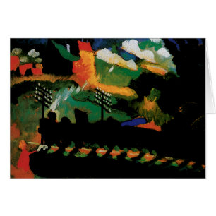 Beskåda med järnvägen och rockera vid Kandinsky Hälsningskort