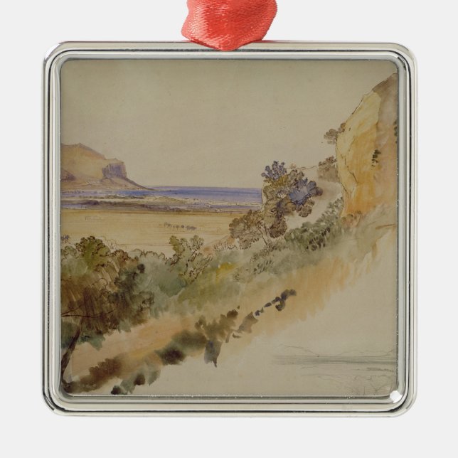 Beskåda nära Palermo, 1847 (skriva & bläck med w/c Julgransprydnad Metall (Framsidan)